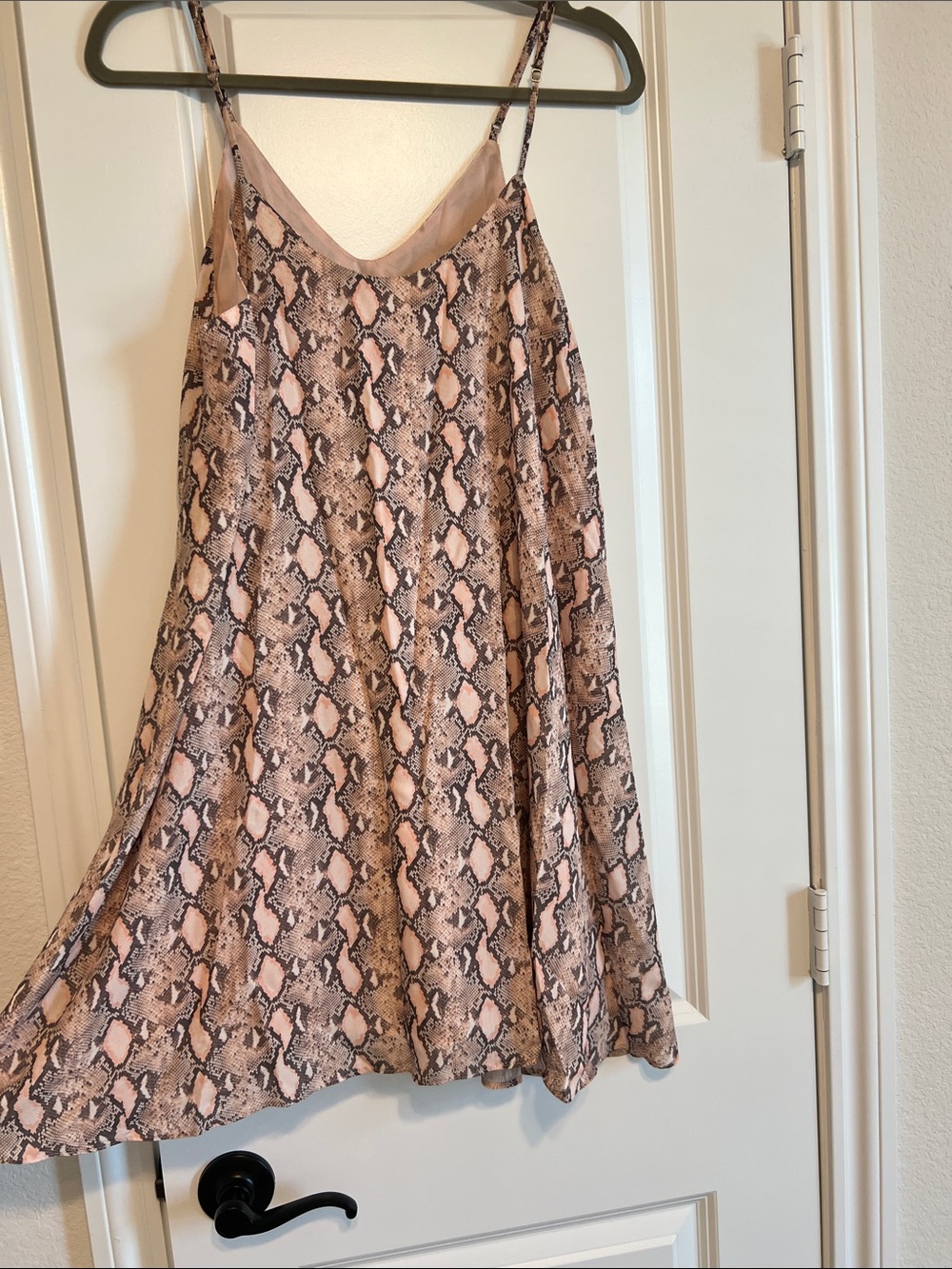 Izzy & Lola Blush Pink Snake-Print Slip Dress
